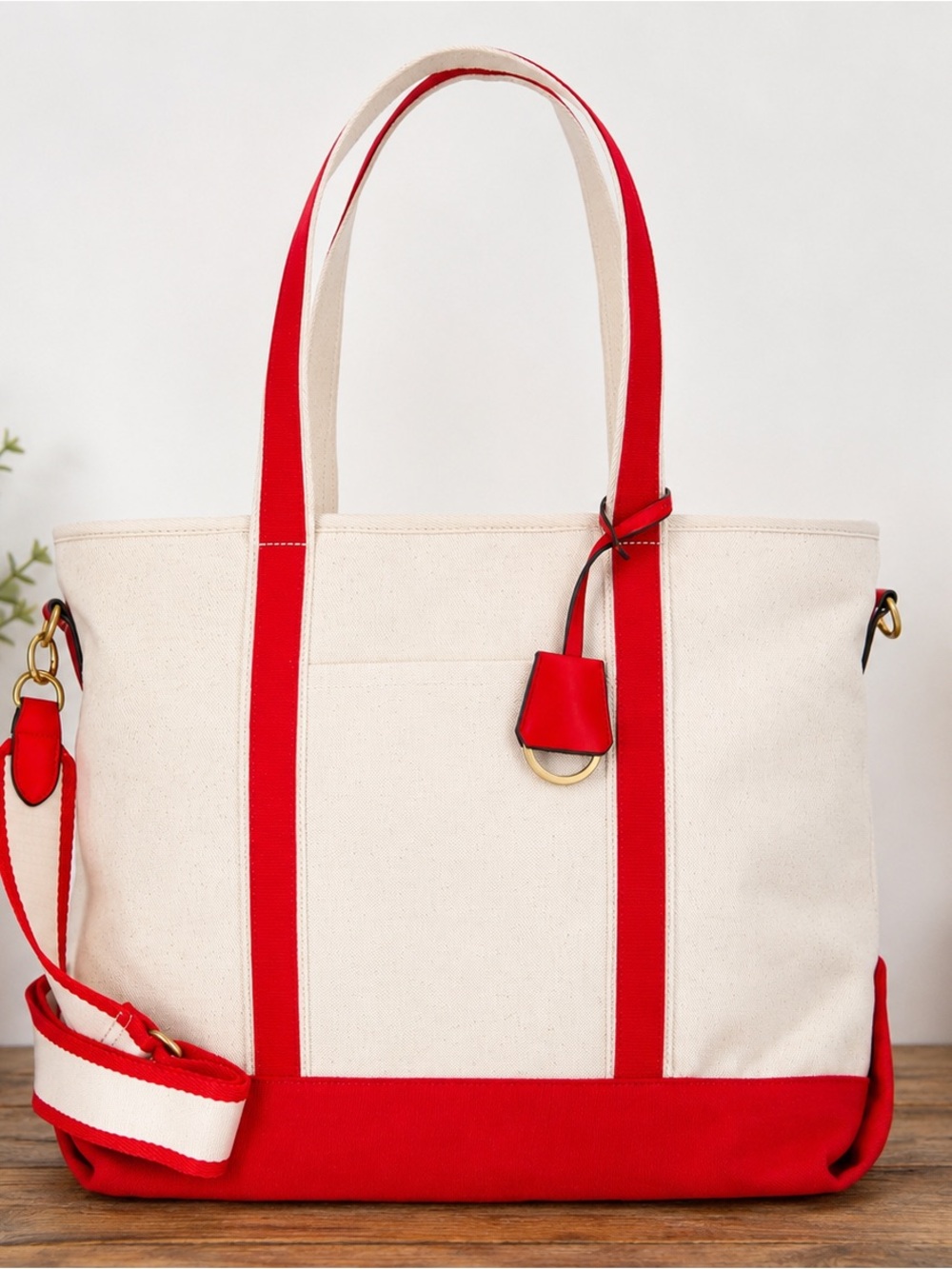 Free Assembly Medium Canvas Tote Bag | Natural and Red